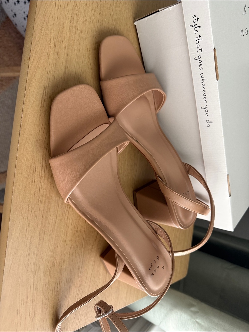 a new day Dusty Nude Block Heel Sandal with Ankle Strap